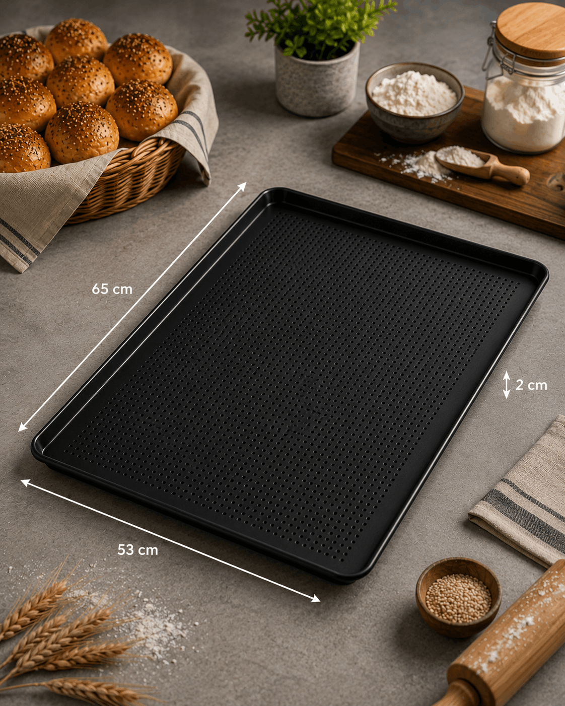 53x65 cm Delikli Teflonlu Poğaça Tepsisi ürün görseli
