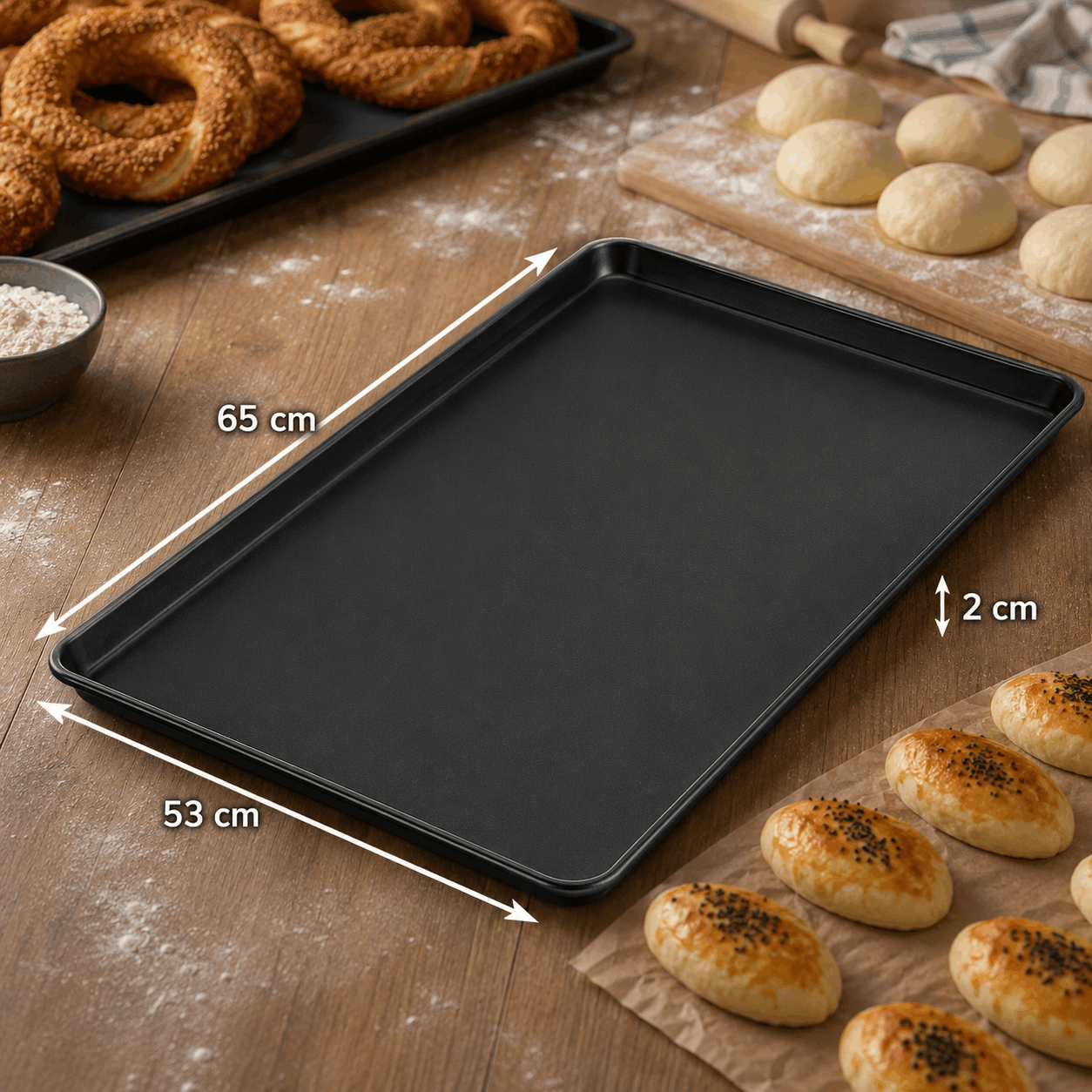 53x65 Düz Teflon Kaplı Poğaça Tepsisi tepsi görseli