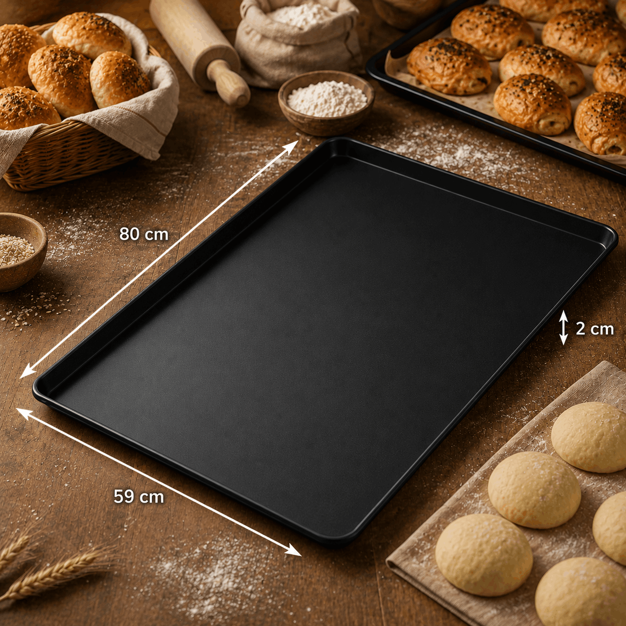 59x80 cm Düz Teflonlu Poğaça Tepsisi Teflonlu ve Kaynaklı Tepsiler model görseli