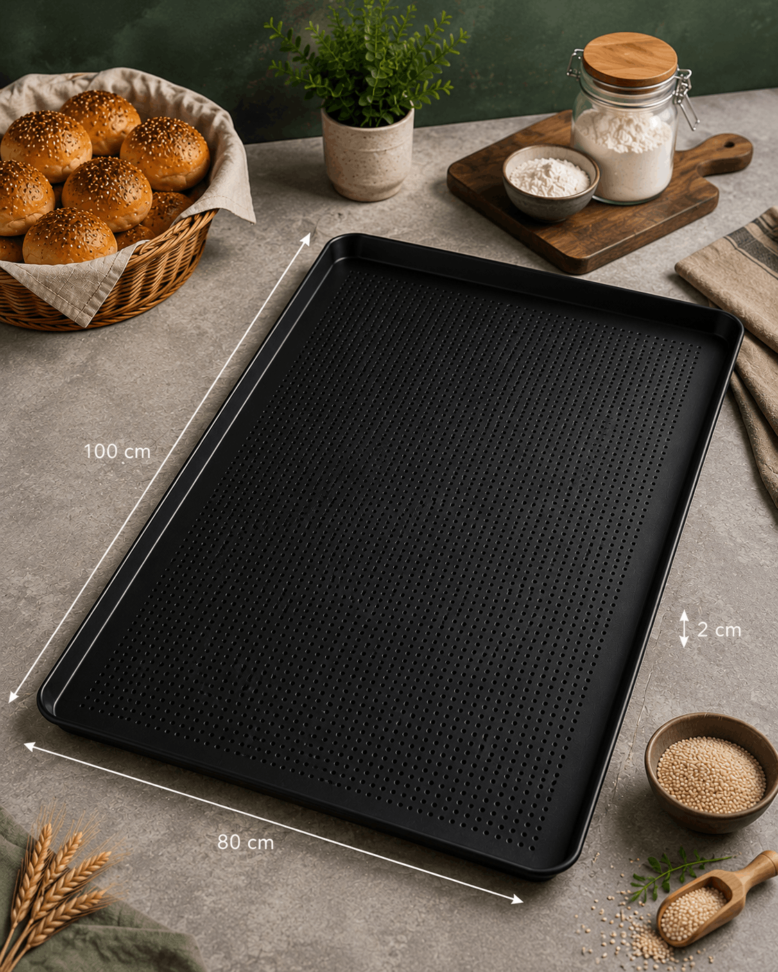 80x100 cm Delikli Teflonlu Poğaça Tepsisi ürün resmi