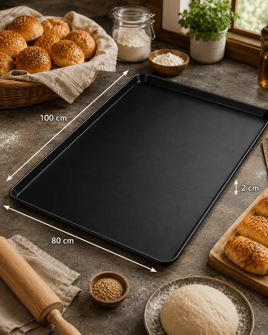80x100 cm Düz Teflon Kaplı Poğaça Tepsisi ürün detay fotoğrafı